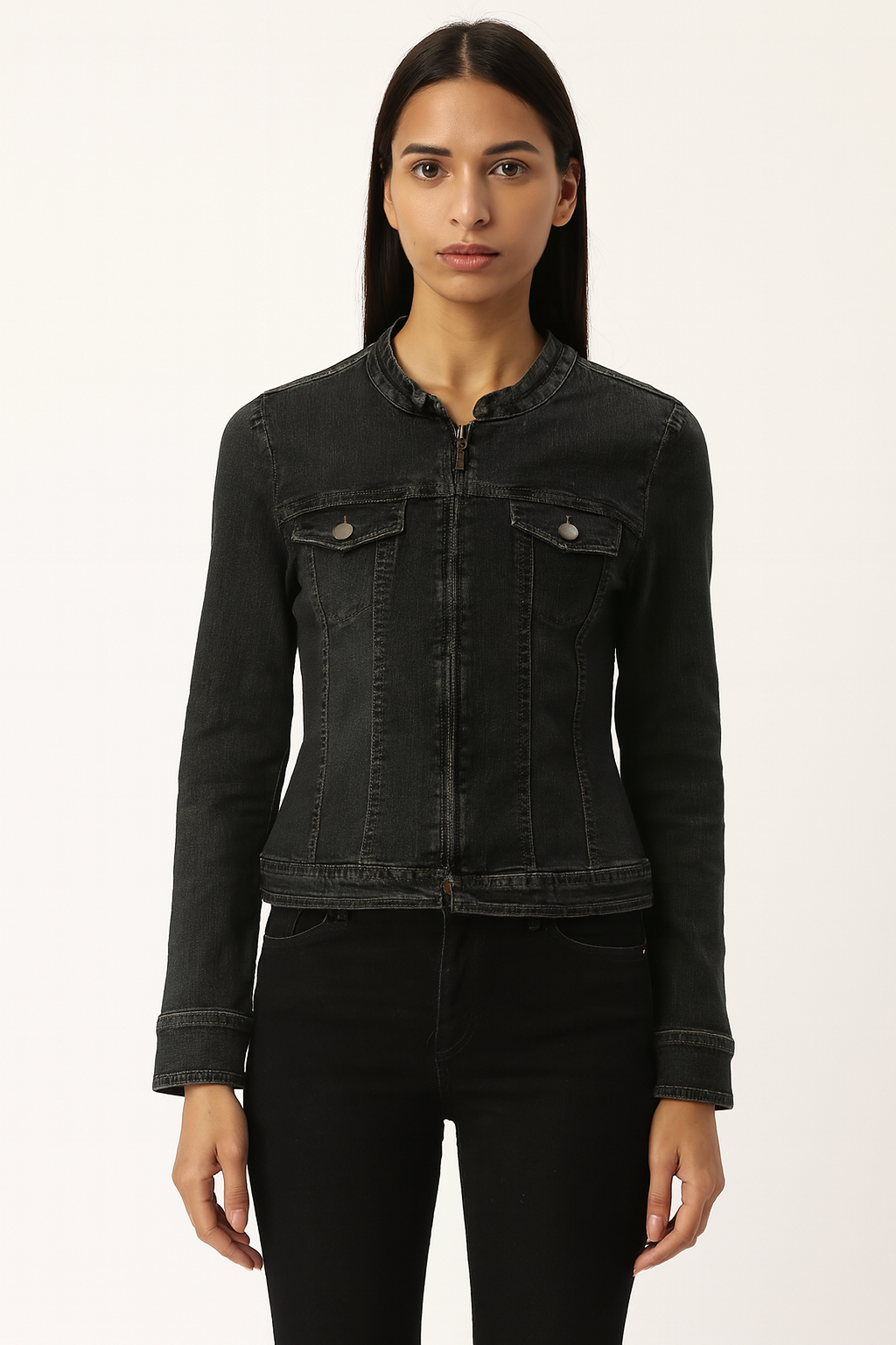 Women’s Slim-Fit Dark Denim Jacket